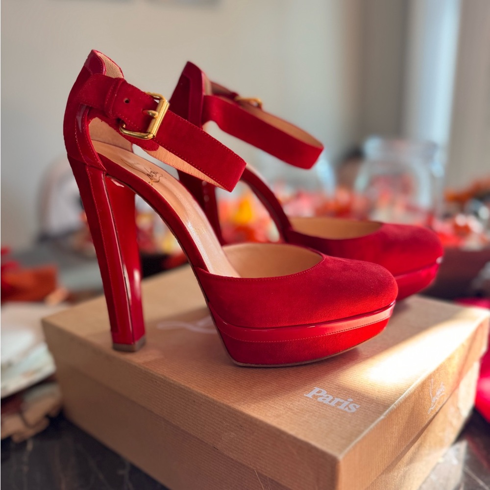 Christian Louboutin Suede Leather Trim D’Orsay Pumps